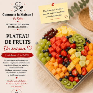 Plateau de fruits frais de saison avec fraises, kiwi, ananas, melon, raisins et pastèque – Comme à la Maison by Ketty