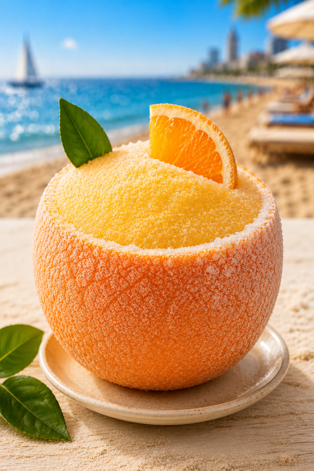 Orange Givrée artisanale servie dans une véritable orange – Dessert glacé Comme à la Maison by Ketty